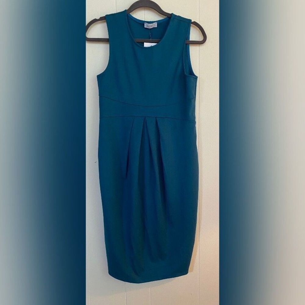La Clef Dress Women’s Small Maternity Green Sleeveless Pleated  Stretch Summer